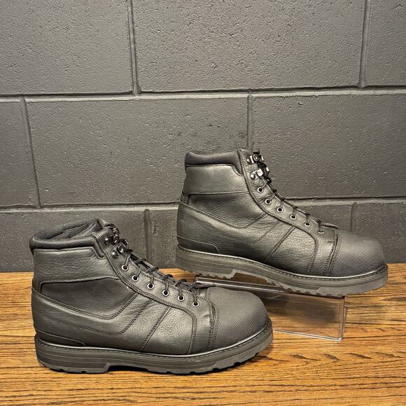 Work N Sport 9485 Black Leather Steel Toe Work Combat Biker Boots Men’s 13 D - Picture 2 of 8